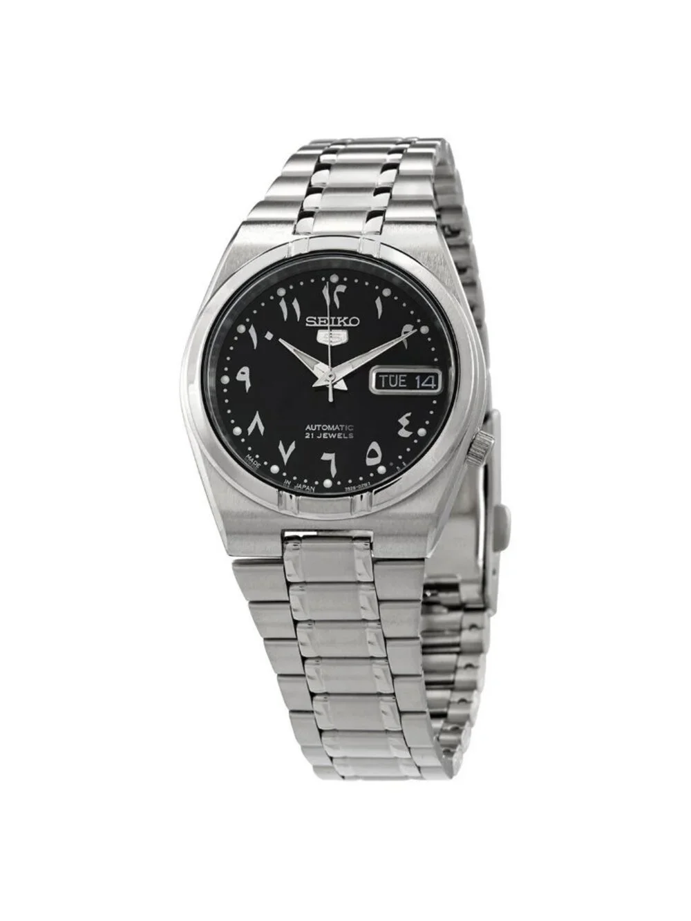 NWT Seiko 5 Automatic Black Arabic Dial Stainless Steel Men's Watch